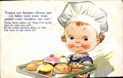 VINTAGE POSTCARD Fantasy Illustrator Child Pastrycook