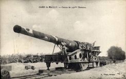 Campo de Militaria de la POSTAL de la VENDIMIA de Mailly Canon de la horquilla de 340m m