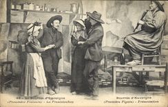 CPA Folklore Auvergne La bourree