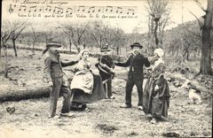CPA Folklore Auvergne La bourree