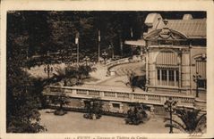 VINTAGE POSTCARD Terrace and Theater of the Vichy casino