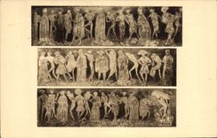 VINTAGE POSTCARD the Chair God the church Mural macabre dance aristocracy middle-class craftsmen of death