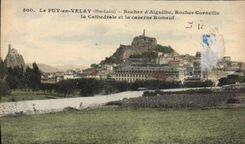VINTAGE POSTCARD Puy in Velay Rock of Aiguilhe Rock Crow the cathedral and the Romeuf crow