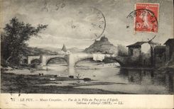 CPA Le Puy en Velay Musee Crozatier Vue de la ville du Puy prise d'Espaly Tableau d'Allonge 
