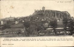 VINTAGE POSTCARD Puy Polignac Seen Southern ouesdt of the rock and the ruins of the strong castle