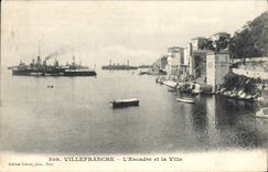 VINTAGE POSTCARD Villefranche On Sea the Squadron and the Boats City