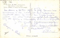 MODERN CARD Puy Holy City Rock of Espaly and statuen of Joseph Saint