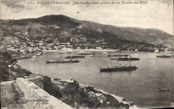 VINTAGE POSTCARD Villefranche On Sea roads Seen from of the road of Nice Boats