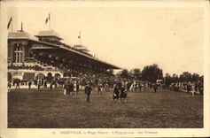 VINTAGE POSTCARD Horse Horsemanship Hippisme Deauville the hippodrome platforms