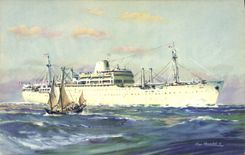 VINTAGE POSTCARD Boat Steamer Company of the Maritime Transport Laos