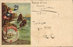 VINTAGE POSTCARD Railroads of Orleans Brittany Boat