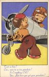 VINTAGE POSTCARD Fantasy Illustrator Children Plane