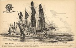 VINTAGE POSTCARD Sailing Boat Vessel Henri VIII of England