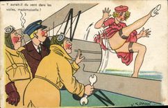 VINTAGE POSTCARD Illustrator Spahn Plane Woman