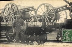 CPA Militaria Canons allemands pris par les anglais a la bataille de la Somme 