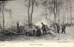 VINTAGE POSTCARD Militaria Canon Our 75 in action