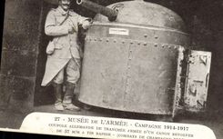 VINTAGE POSTCARD Militaria Paris Museum of the army German Cupola of distinct army of a gun revolver of 57 mm