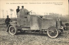 VINTAGE POSTCARD Militaria Surroundings of Furnes Belgian Car machine-gun on the face