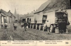 VINTAGE POSTCARD Militaria Convoy of artillery awaiting the instructions close to Arras