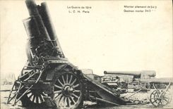 CPA Militaria Mortier allemand de 340 canon