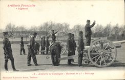 VINTAGE POSTCARD Militaria Field artillery Material of 75 Pointing