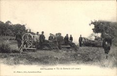VINTAGE POSTCARD Militaria Artillery short Shooting of battery 155