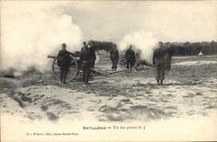 VINTAGE POSTCARD Militaria Artillery Shooting of the parts of 7