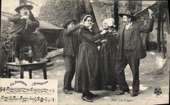 CPA Folklore Auvergne La bourree La finale