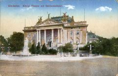 VINTAGE POSTCARD Theater Wiesbaden Konigl Theater put Schillerdenkmal