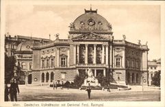 CPA Theatre Wien Deutsches Volkstheater mit denkmal Ferd Raimund