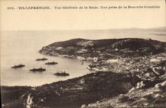 CPA Villefranche sur mer Vue generale de la rade Vue prise de la nouvelle corniche Bateaux
