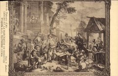 VINTAGE POSTCARD Museum of the Tapestries of Aix Sancho and the commercial one of Natoire hazel nuts