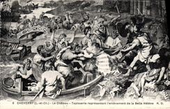 CPA Cheverny Le chateau Tapisserie representant l'enlevement de la belle Helene 