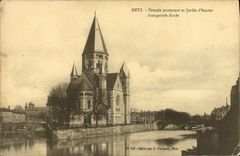 VINTAGE POSTCARD Religion prostestante Metz protesting Temple and garden of love
