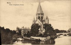 VINTAGE POSTCARD Religion prostestante Metz Neue evagelische Kirche