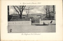 VINTAGE POSTCARD Sucrerie Lyon floods January 1910 the refinery of Sucre industry of Lyon