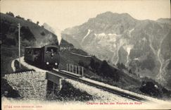 VINTAGE POSTCARD Train Engine Chemin de iron of the rocks of Naye