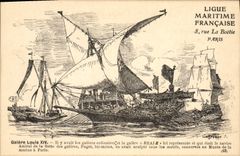 VINTAGE POSTCARD Sailing Boat Galere Louis XIV