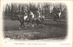 VINTAGE POSTCARD Horse Horsemanship Hippisme Paris Sporting Races of Auteuil Jump of brock TOP