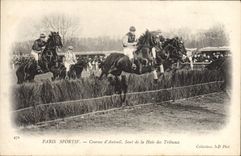 CPA Cheval Equitation Hippisme Paris Sportif Courses d'Auteuil Saut de la haie des tribunes