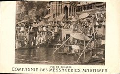 CPA Bateau Paquebot Compagnie des Messageries Maritimes Vue de Benares Inde
