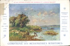 CPA Bateau Paquebot Compagnie des Messageries Maritimes Le lac Victoria Nyanza Par Mombasa et l'Uganda Railway