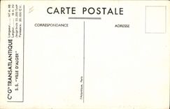 VINTAGE POSTCARD Boat Steamer Town of Transatlantic Algiers Co Gle