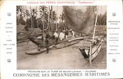VINTAGE POSTCARD Boat Steamer Company of the Maritime Transport Sinners on the beach of Mount Mavinia Colombo