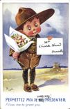 CPA Fantaisie Illustrateur Enfant Soldat Militaria Right 