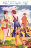 CPA Fantaisie Illustrateur Femmes Maillot de bain Chien 