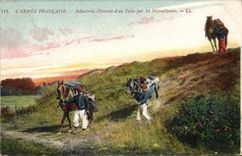 VINTAGE POSTCARD Militaria Infantry descent of unt alus by the machine-guns