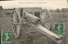 VINTAGE POSTCARD Militaria Camp of Chambaran Canon of 75