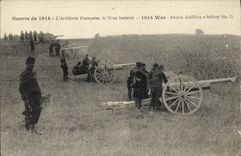 VINTAGE POSTCARD Militaria Artillery 75 out of battery