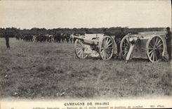 VINTAGE POSTCARD Militaria Artillery Battery of 75 mm giving a its opinion of combat